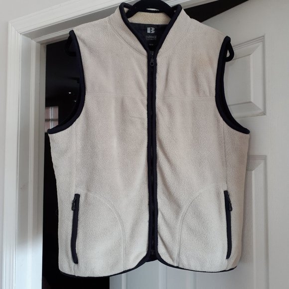 Barrage Authentic Tops - Vest by Barrage Authentic in Size XL - Ivory and Black/two front zip pockets